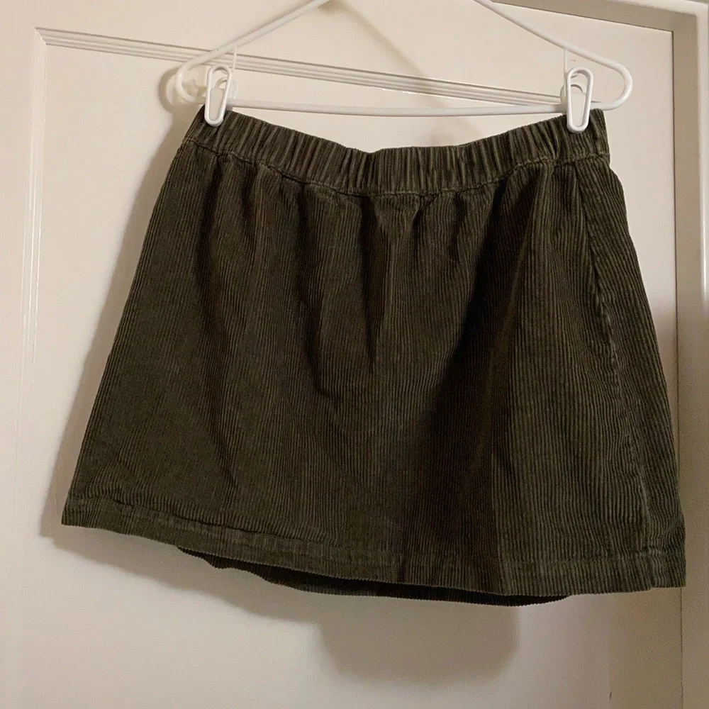 BP Nordstrom Corduroy Mini Skirt Olive Green Elastic Waistband Comfy Fashion - Picture 6 of 6